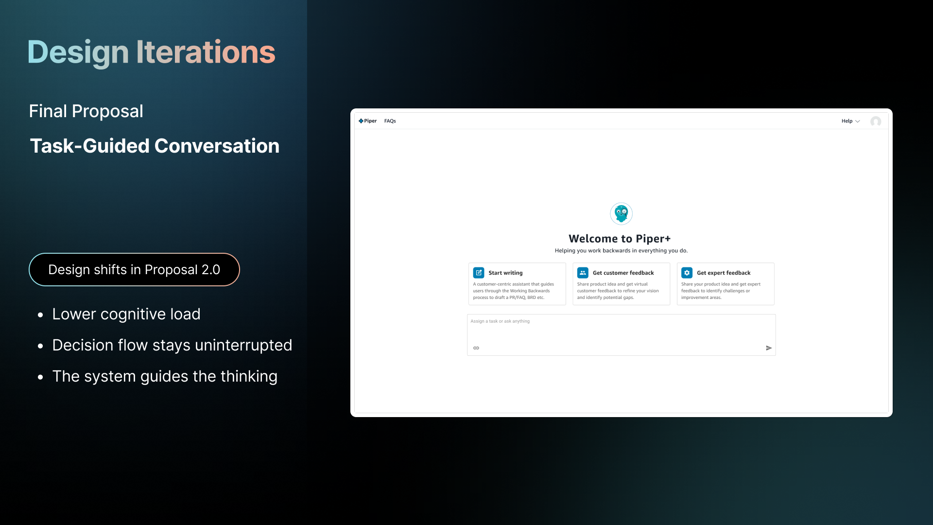 Task-guided conversation entry with prompt suggestions based on PM work stages