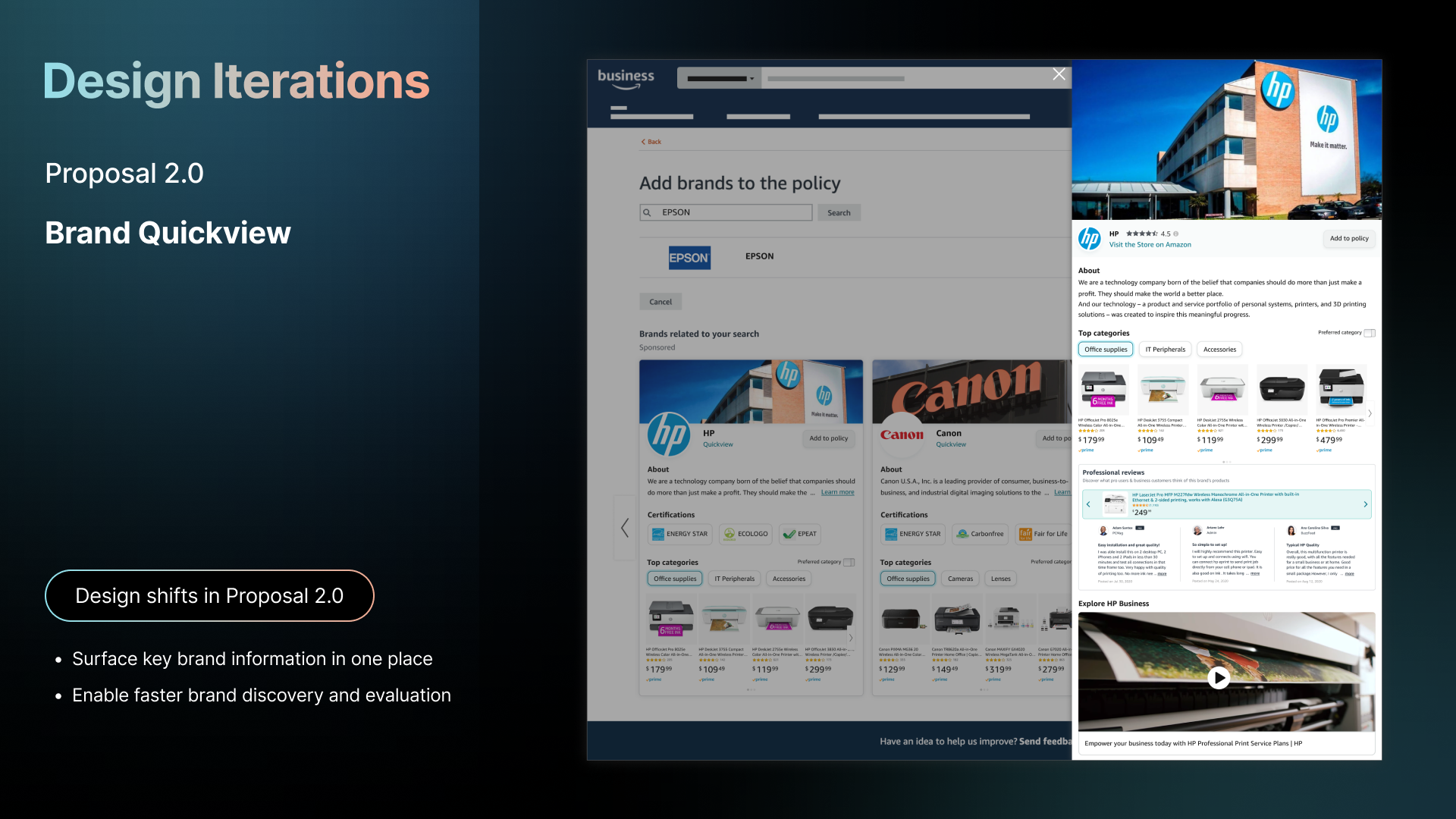 Brand Quickview — key brand information surfaced in one overlay
